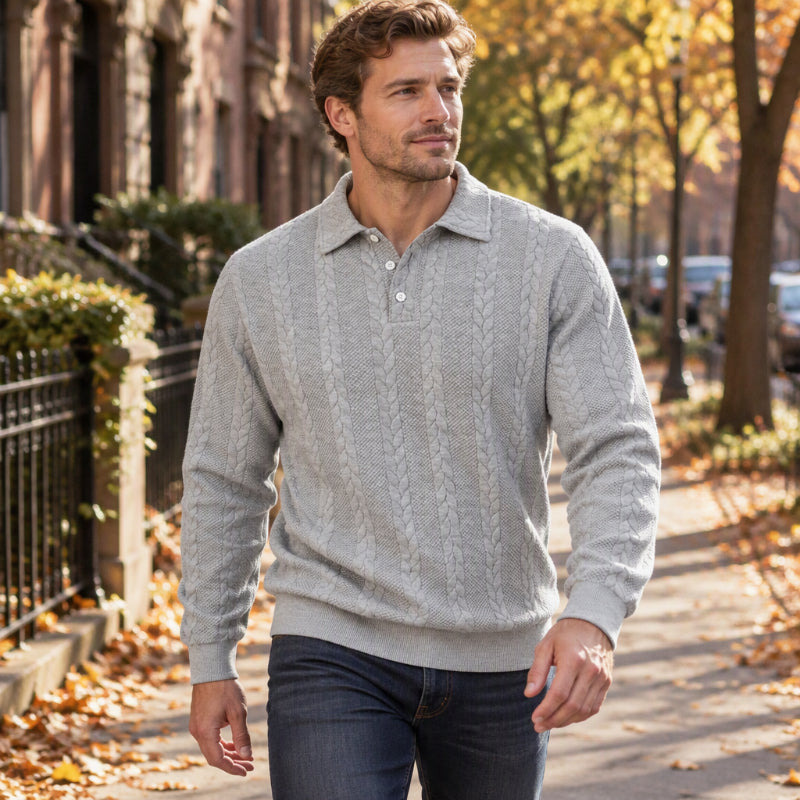 🥳🥳 Freizeit-Oberteil für Herren mit Jacquard-Kabelstricktextur