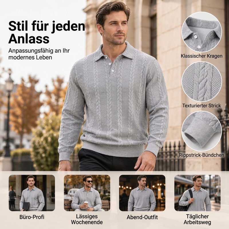 🥳🥳 Freizeit-Oberteil für Herren mit Jacquard-Kabelstricktextur