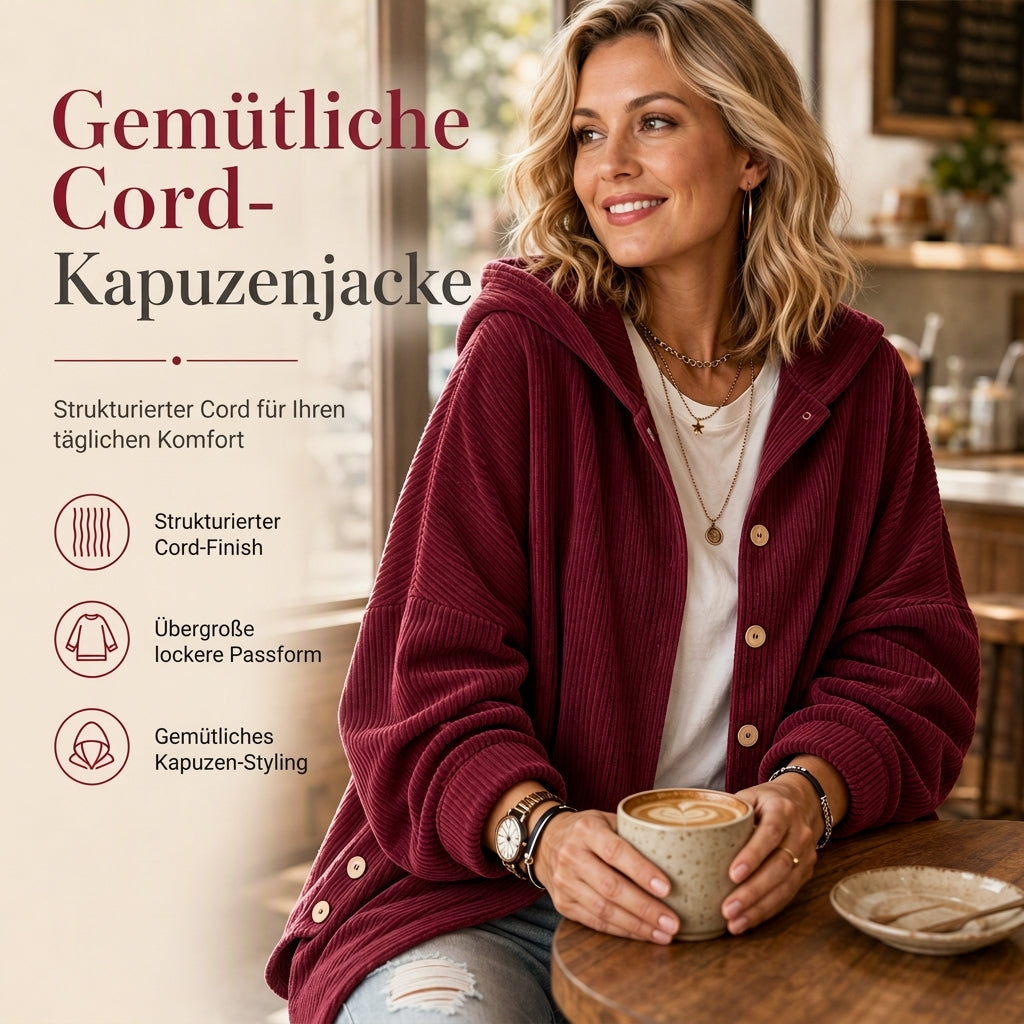 📢✨ Deine neue Lieblingsjacke ✨Lässige, weite Kapuzenjacke aus Cord für Damen