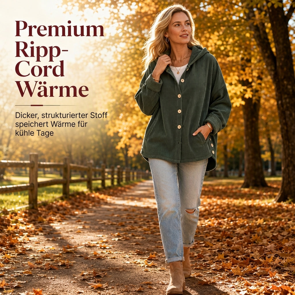 📢✨ Deine neue Lieblingsjacke ✨Lässige, weite Kapuzenjacke aus Cord für Damen