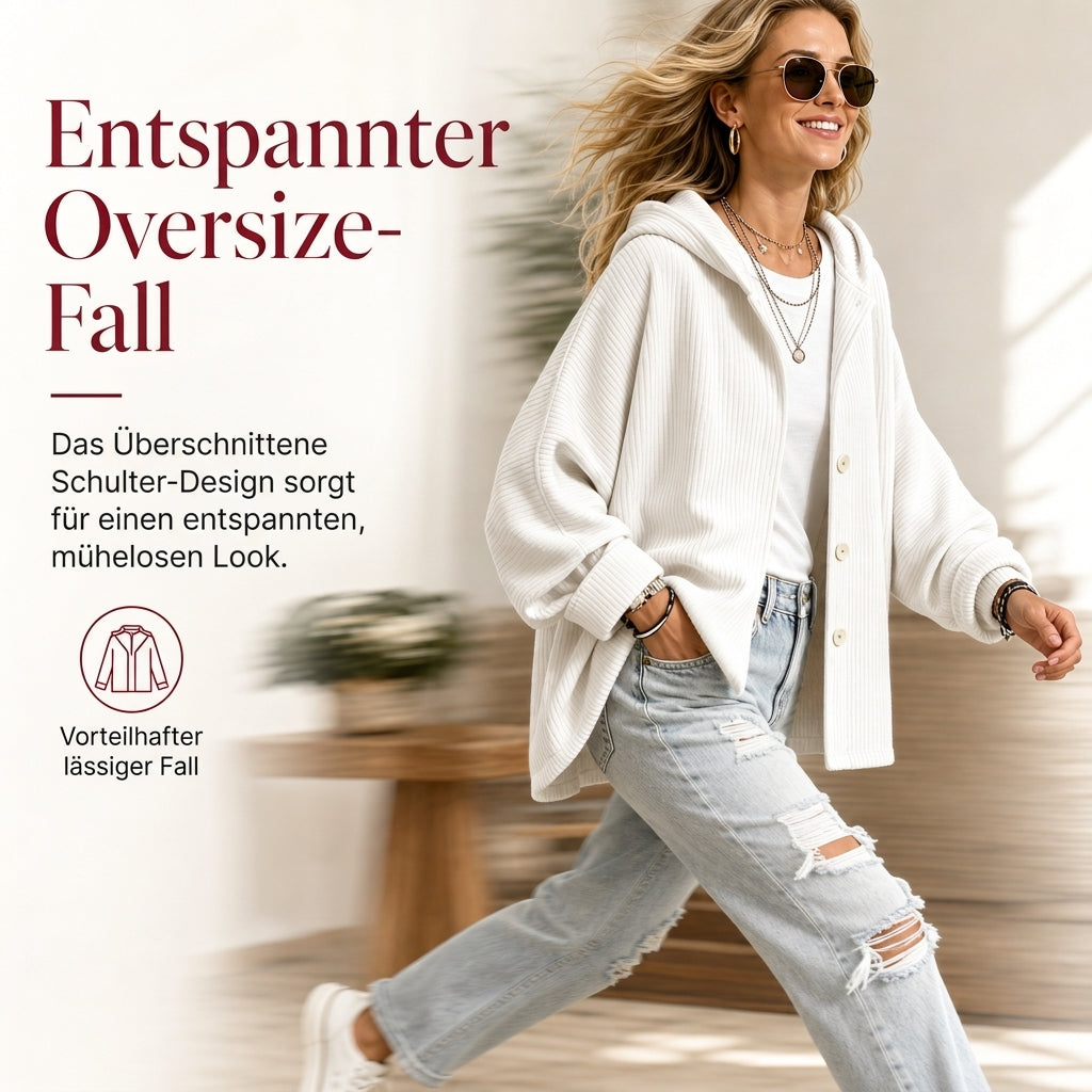 📢✨ Deine neue Lieblingsjacke ✨Lässige, weite Kapuzenjacke aus Cord für Damen