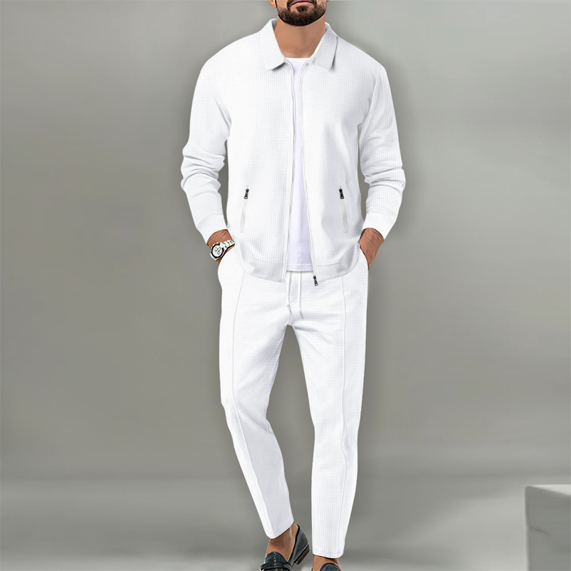 ⏰⏰ Herren stilvolles 2-teiliges Set: Jacke mit Hemdkragen und Jogginghose