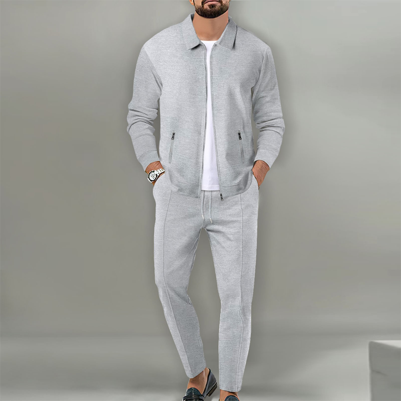 ⏰⏰ Herren stilvolles 2-teiliges Set: Jacke mit Hemdkragen und Jogginghose