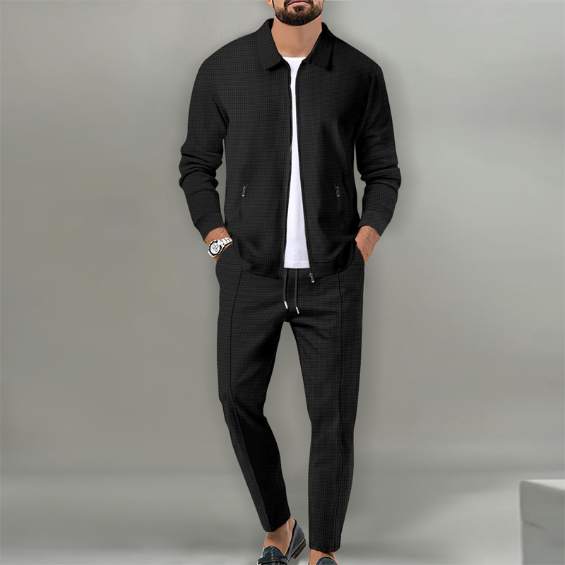 ⏰⏰ Herren stilvolles 2-teiliges Set: Jacke mit Hemdkragen und Jogginghose