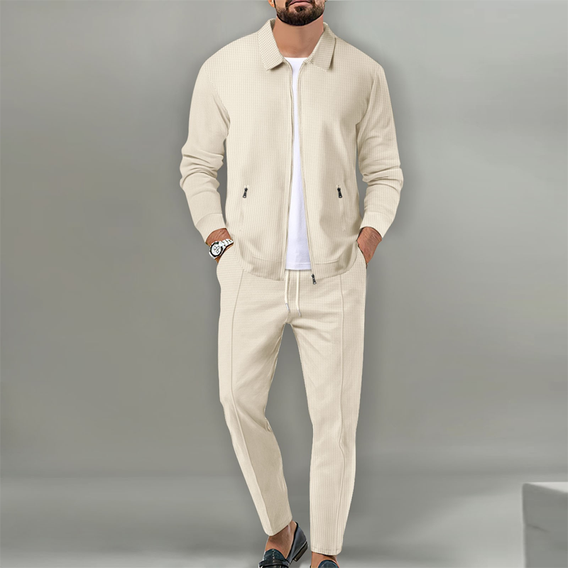 ⏰⏰ Herren stilvolles 2-teiliges Set: Jacke mit Hemdkragen und Jogginghose