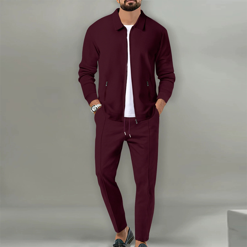 ⏰⏰ Herren stilvolles 2-teiliges Set: Jacke mit Hemdkragen und Jogginghose