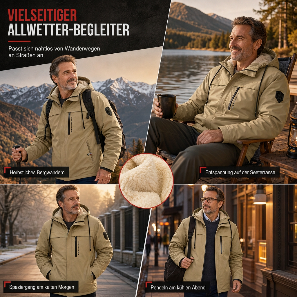 🥳 Mantel im American-Retro-Stil mit Plüschfutter – lockere Passform für Frühling & Herbst