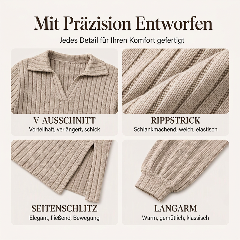 ✨Neu Eingetroffen! Geripptes Maxikleid mit Kragen und Schlitz für Damen