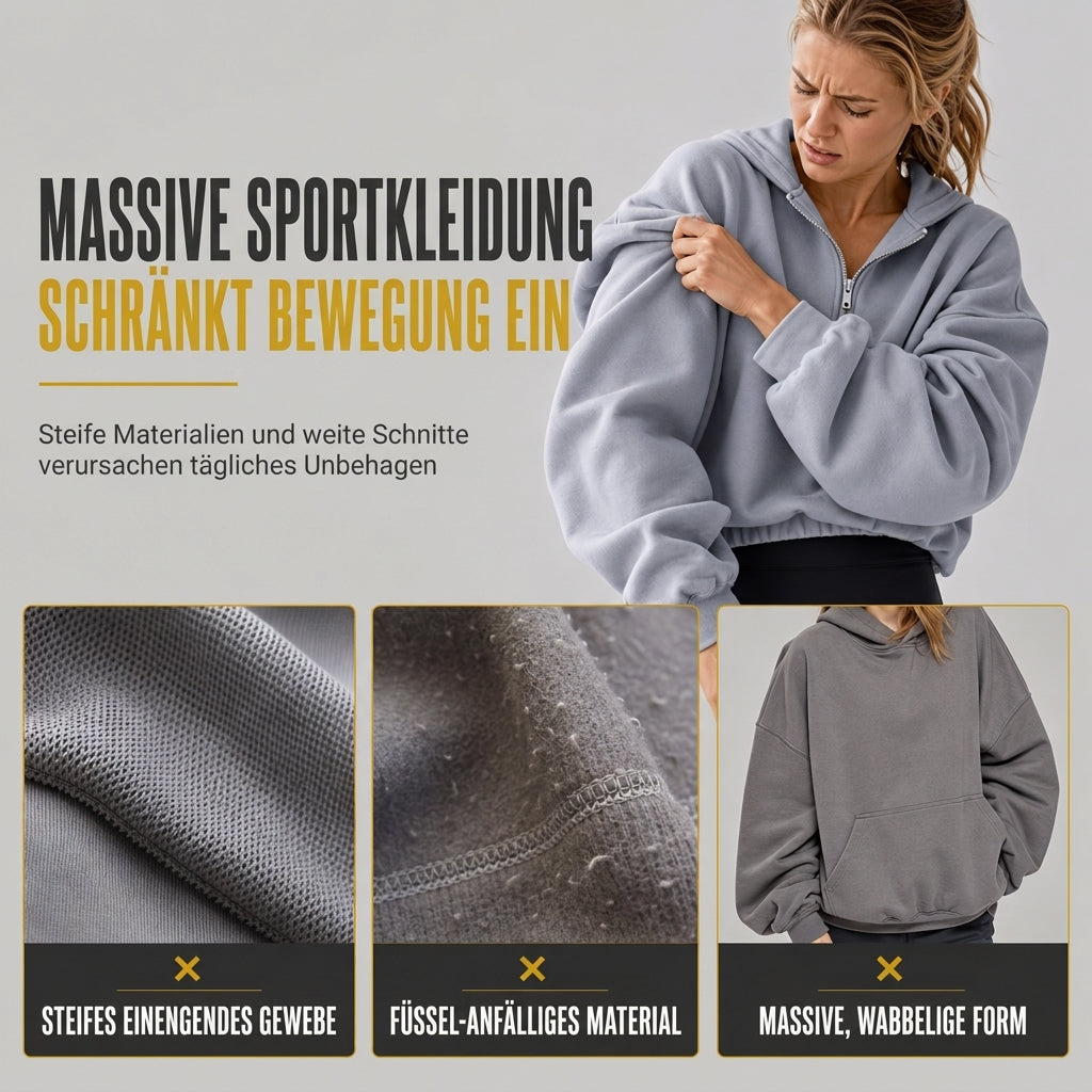 Damen-Kurzformatiges Hoodie mit Reißverschluss und Kontrastbesatz, langärmelig,Sweatshirt für Herbst und Winter