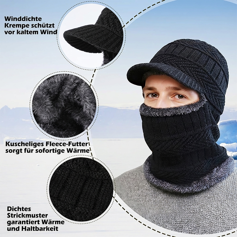 🔥 🎉 Warme 3-in-1 Winter-Balaclava mit Wärmehaube und Visier – winddicht, bequem & vielseitig