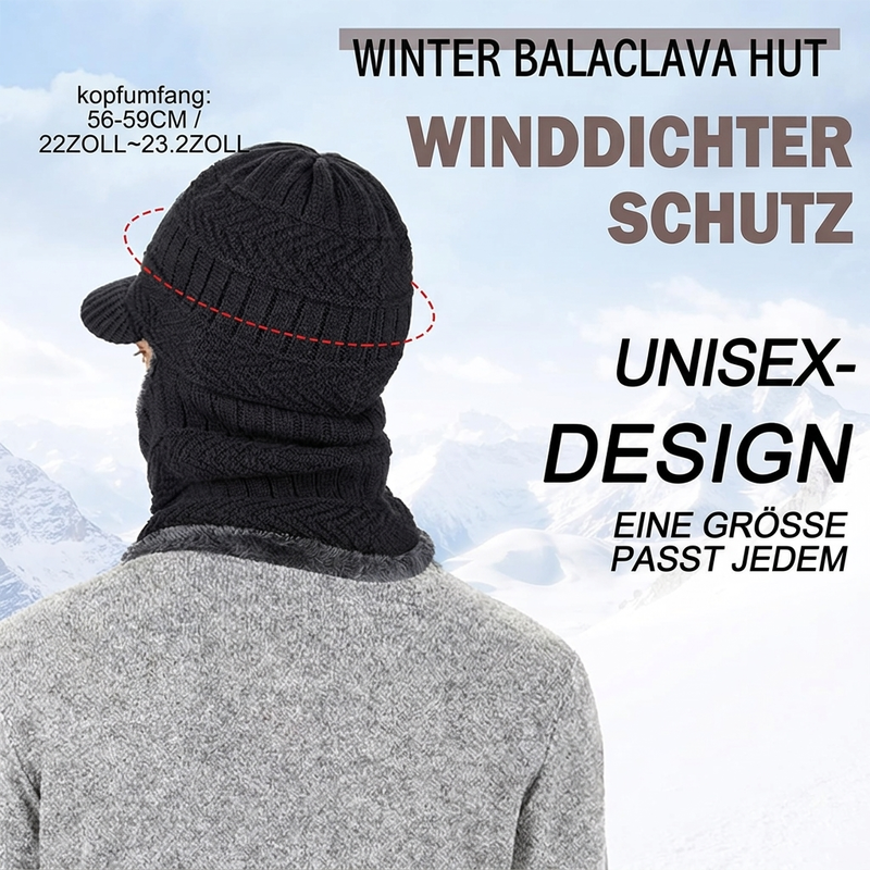 🔥 🎉 Warme 3-in-1 Winter-Balaclava mit Wärmehaube und Visier – winddicht, bequem & vielseitig