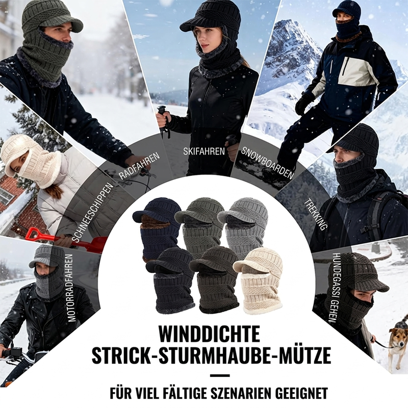 🔥 🎉 Warme 3-in-1 Winter-Balaclava mit Wärmehaube und Visier – winddicht, bequem & vielseitig
