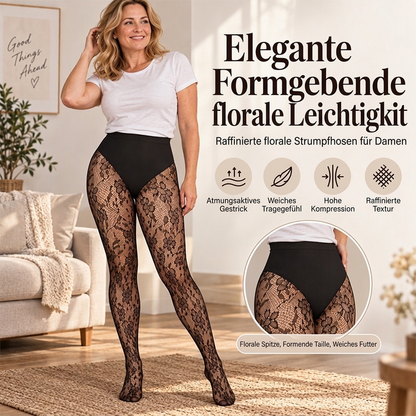 Damen Shape Strumpfhosen mit hoher Taille aus Spitze und Fischernetz