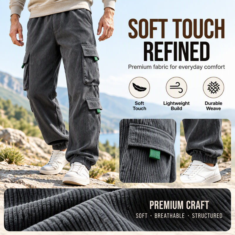 Herren Freizeit Cordhose mit Cargotaschen