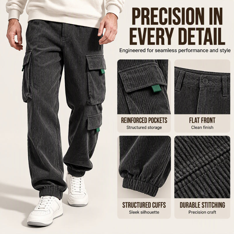 Herren Freizeit Cordhose mit Cargotaschen