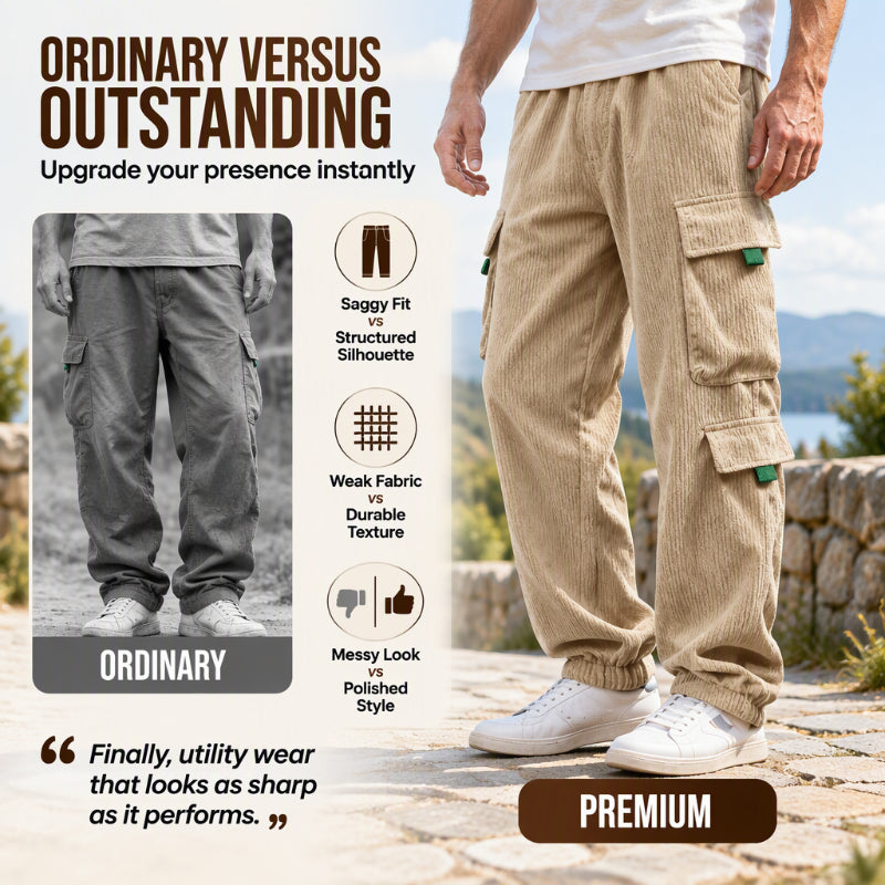Herren Freizeit Cordhose mit Cargotaschen