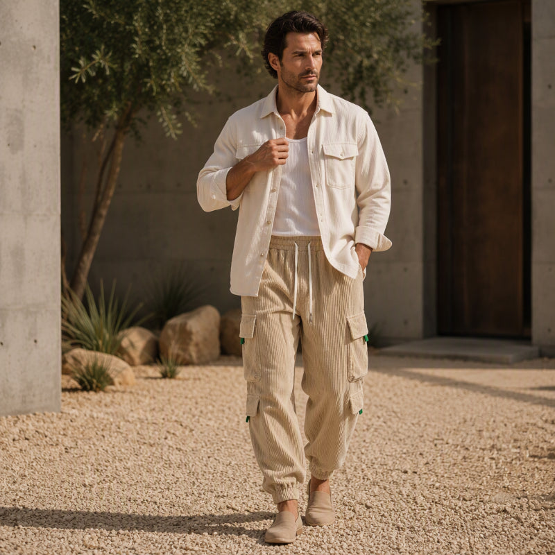 Herren Freizeit Cordhose mit Cargotaschen