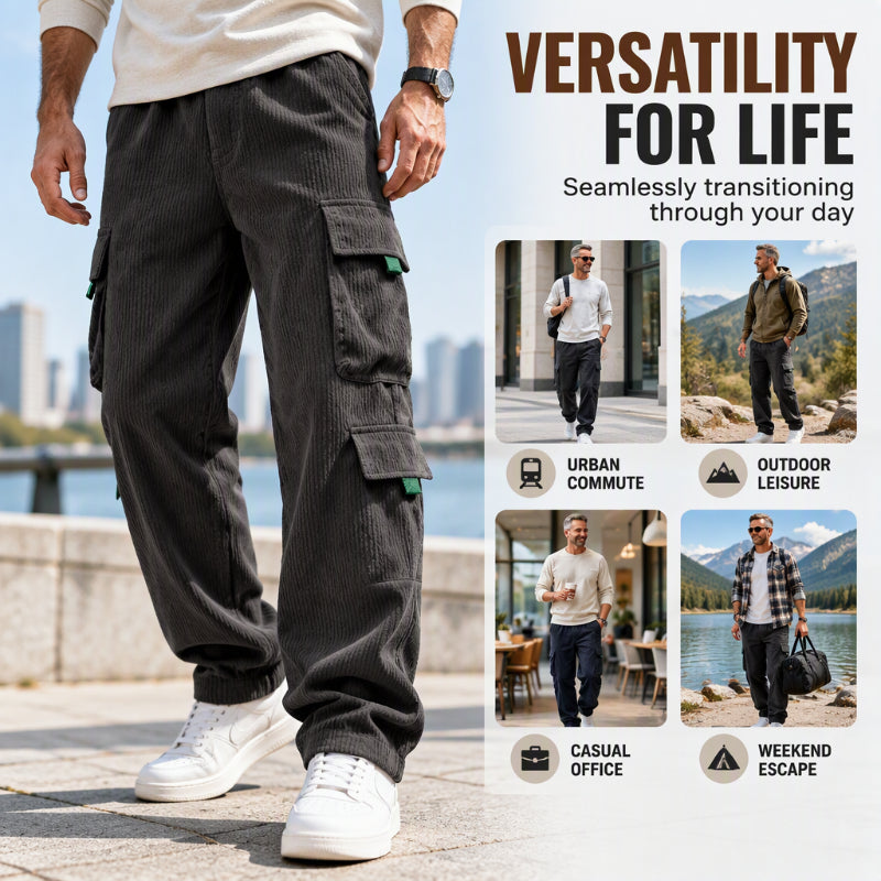 Herren Freizeit Cordhose mit Cargotaschen
