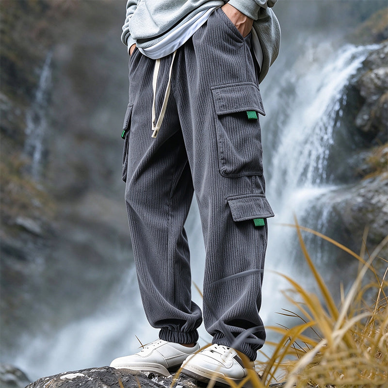 Herren Freizeit Cordhose mit Cargotaschen