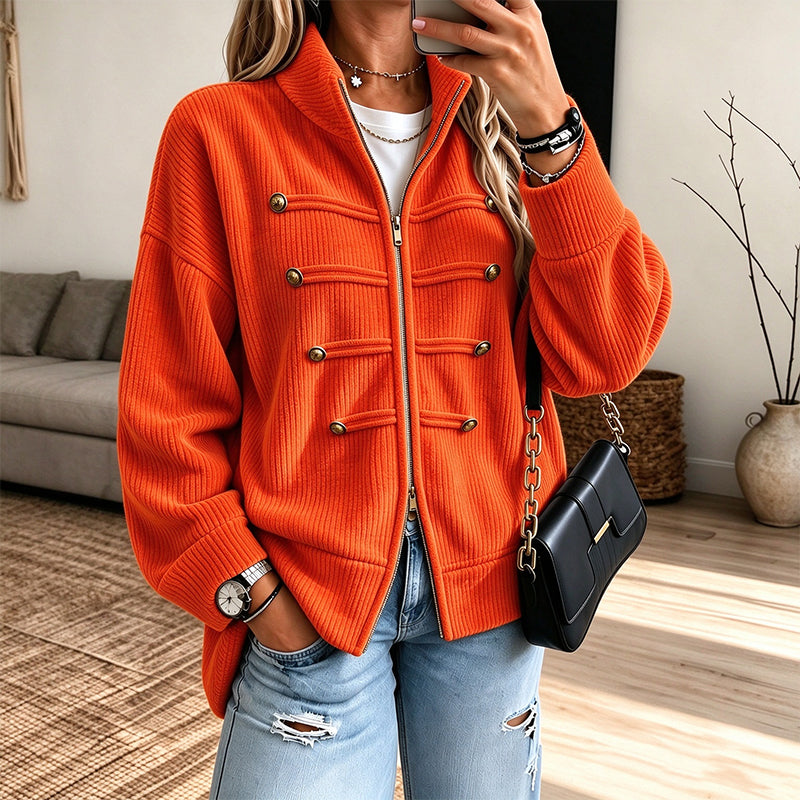 Freizeit-Jacke für Damen mit Rippstrick und Reißverschluss