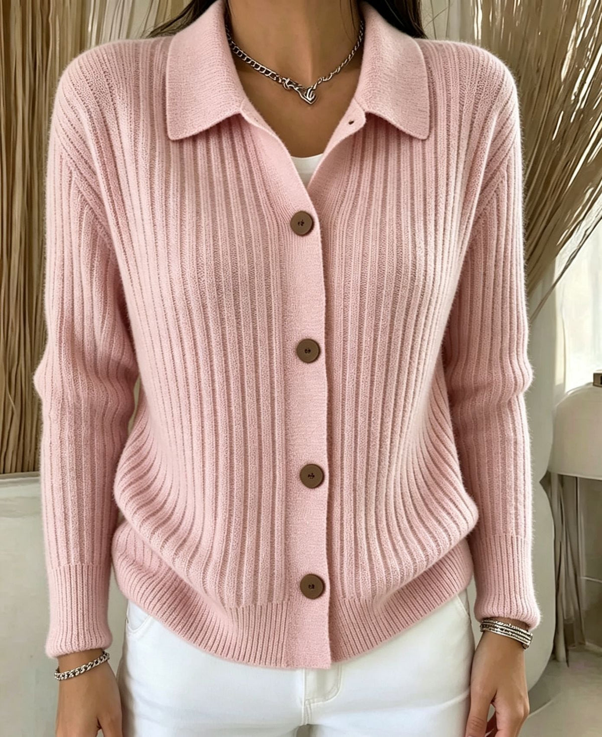 Freizeit-Strickjacke für Damen mit lockerer Passform