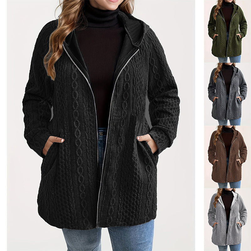 Jacke mit Kapuze in lockerer Passform und strukturiertem Gewebe