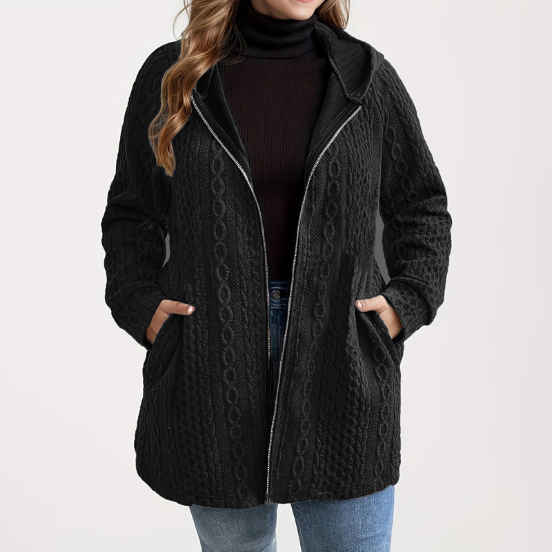 Jacke mit Kapuze in lockerer Passform und strukturiertem Gewebe