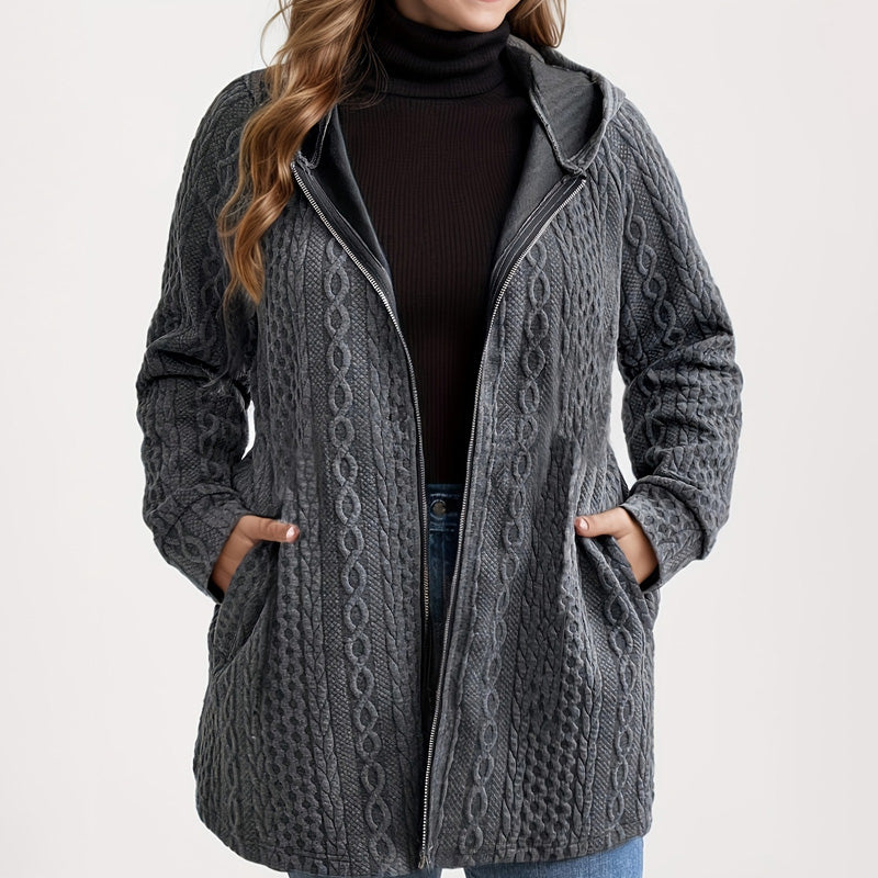 Jacke mit Kapuze in lockerer Passform und strukturiertem Gewebe