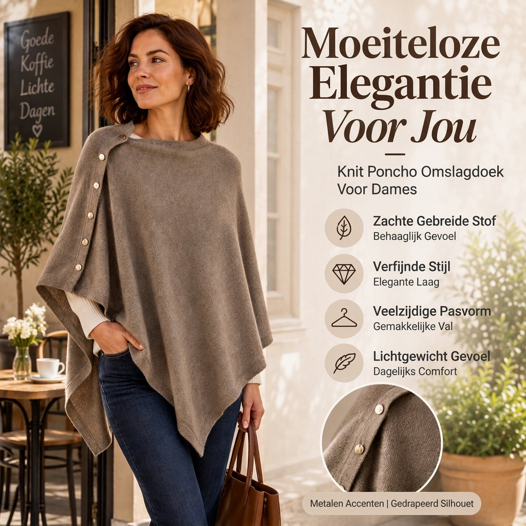🧶Weicher Strick-Poncho-Schal für Damen, locker sitzender Strick-Überwurf✨