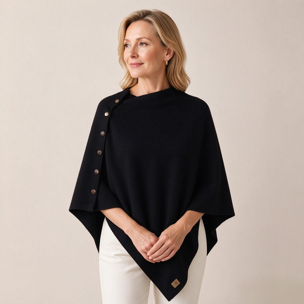 🧶Weicher Strick-Poncho-Schal für Damen, locker sitzender Strick-Überwurf✨