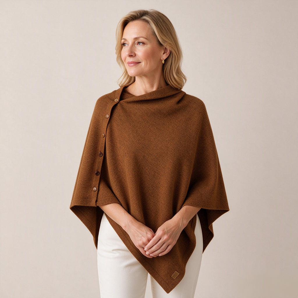 🧶Weicher Strick-Poncho-Schal für Damen, locker sitzender Strick-Überwurf✨