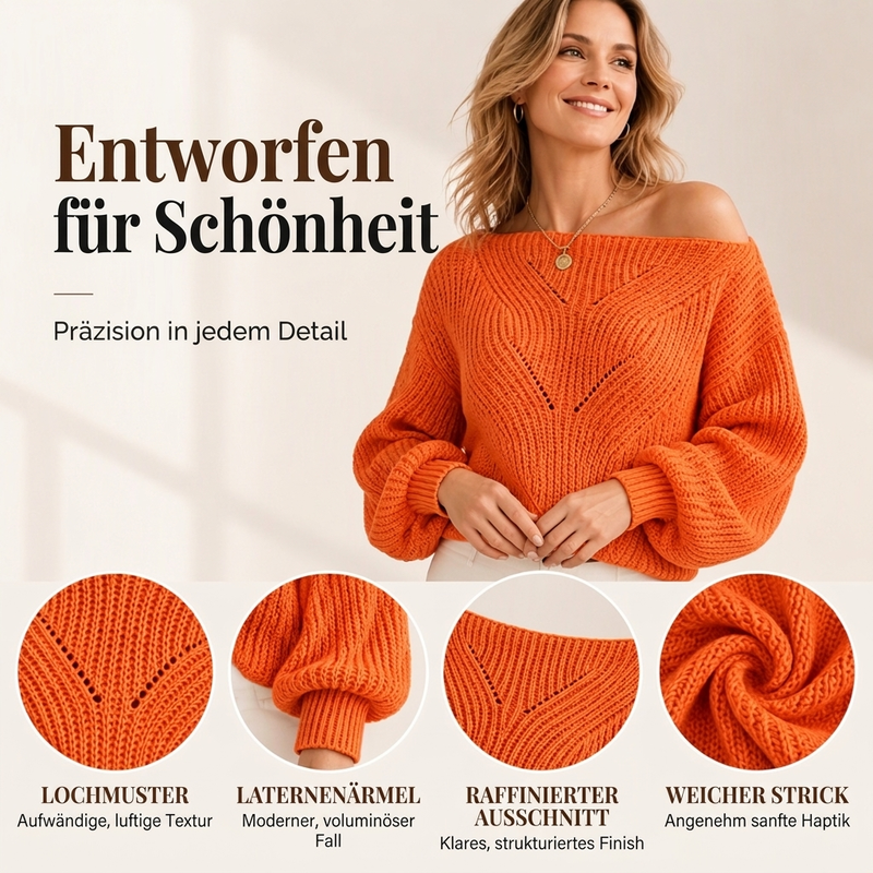 Damen-Schulterfreies Strickpullover mit Cut-outs
