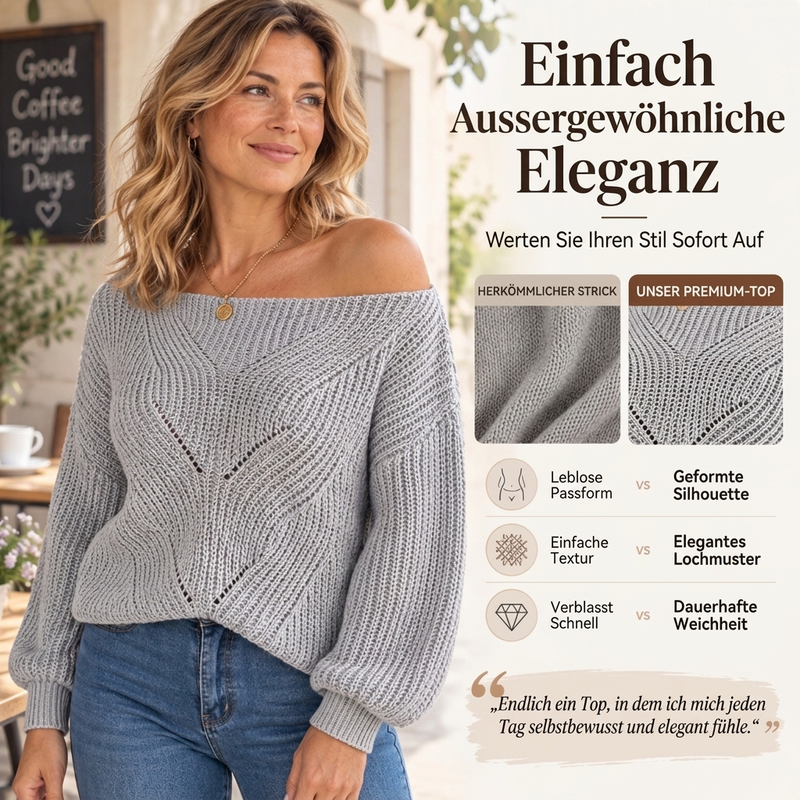 Damen-Schulterfreies Strickpullover mit Cut-outs