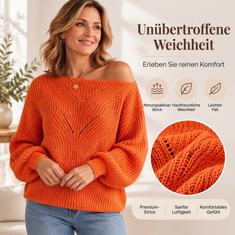 Damen-Schulterfreies Strickpullover mit Cut-outs