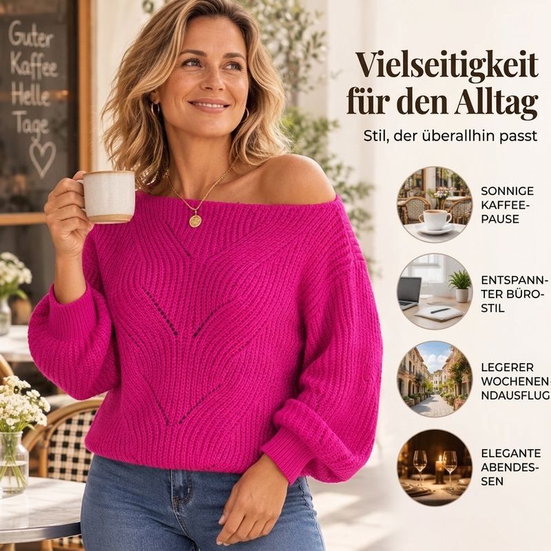 Damen-Schulterfreies Strickpullover mit Cut-outs