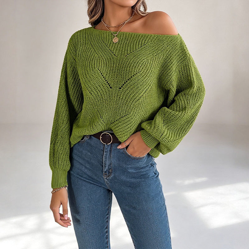 Damen-Schulterfreies Strickpullover mit Cut-outs