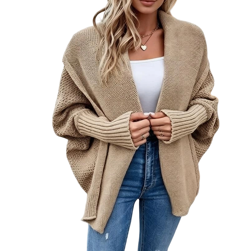 Dicker Strick-Cardigan für Damen mit Fledermausärmeln
