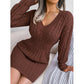 🔥🔥Elegantes Damen-Strickkleid mit Zopfmuster und figurbetontem Schnitt