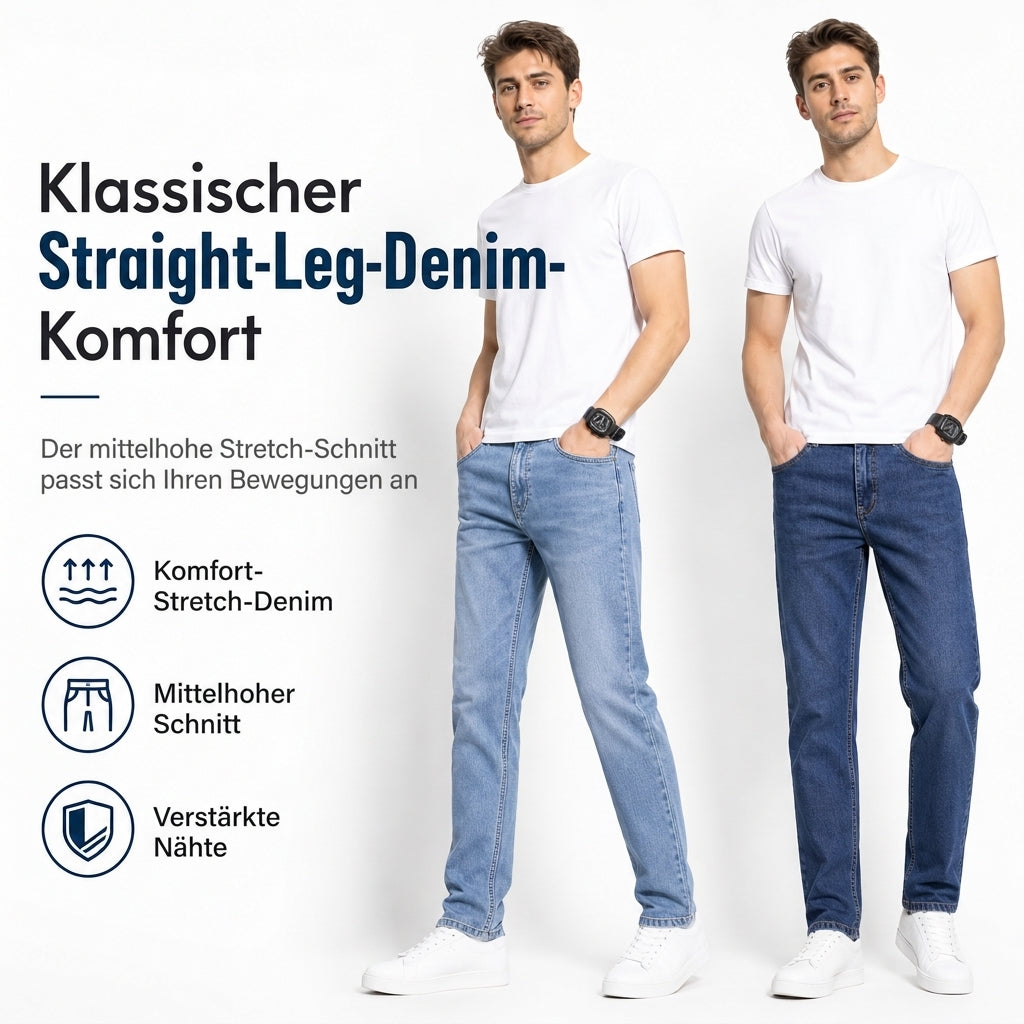 Herren Stretch Slim Fit Jeans, lässige Mid Rise Denimhosen