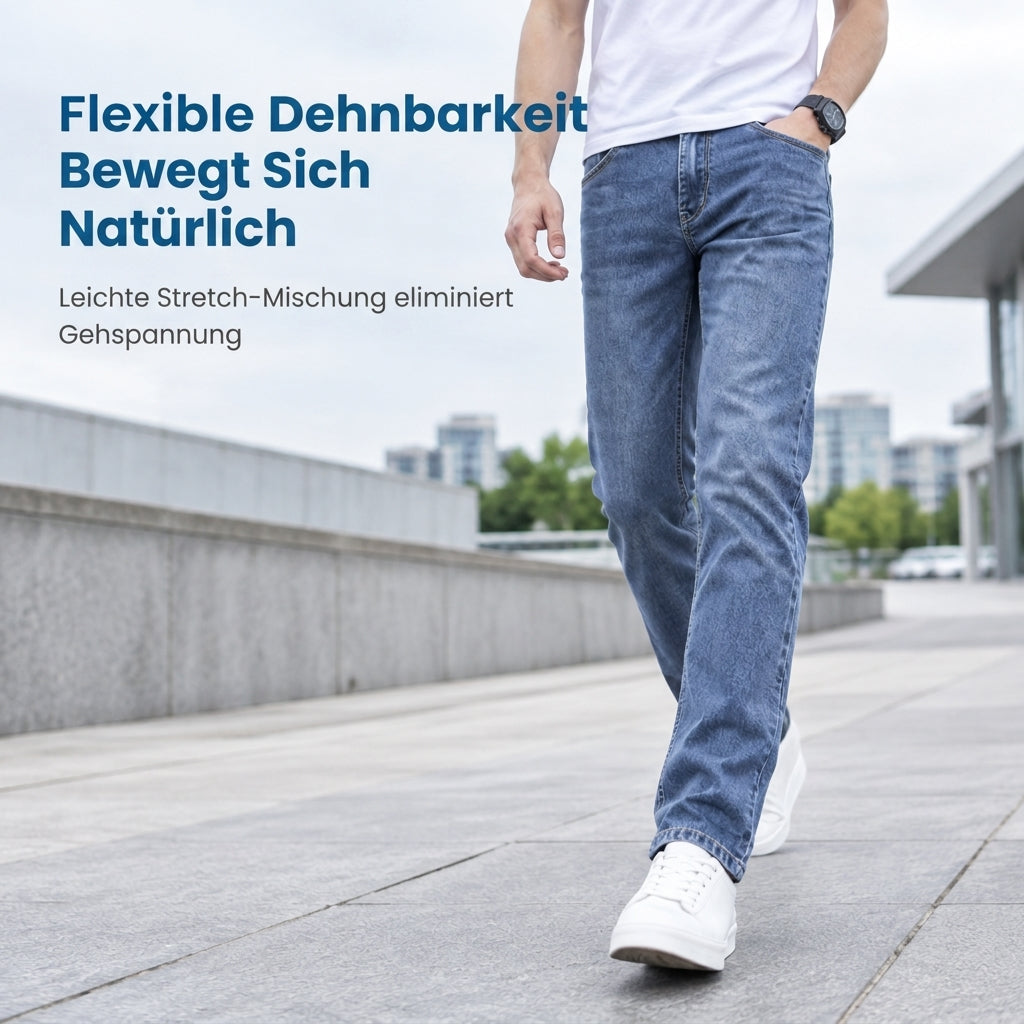 Herren Stretch Slim Fit Jeans, lässige Mid Rise Denimhosen