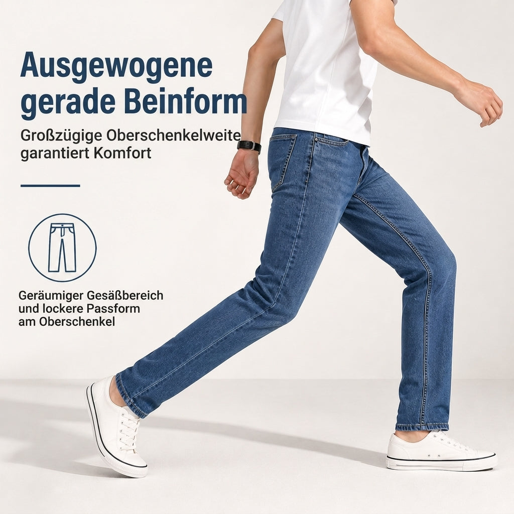Herren Stretch Slim Fit Jeans, lässige Mid Rise Denimhosen