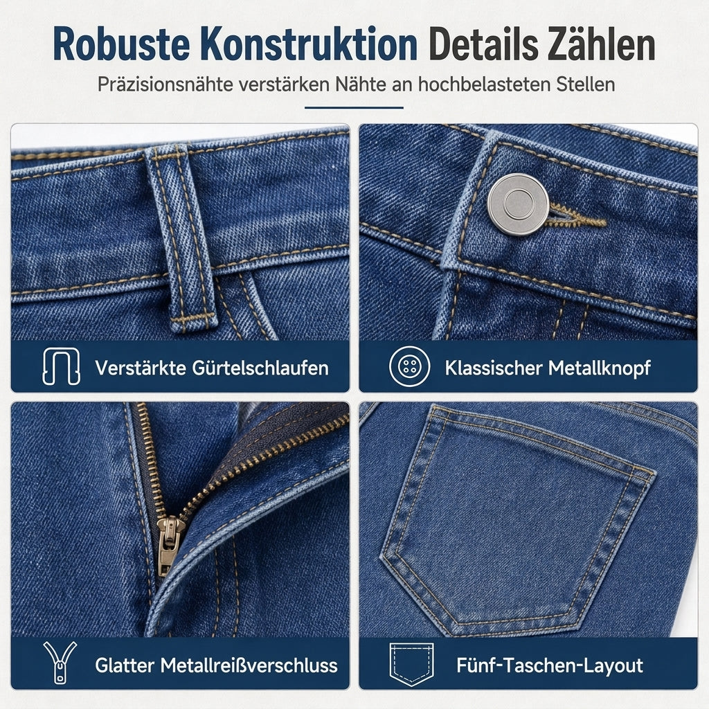 Herren Stretch Slim Fit Jeans, lässige Mid Rise Denimhosen