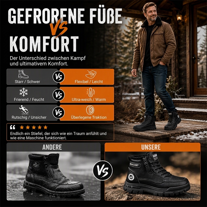 ❄️🥾 Warme Winterstiefel für Herren mit rutschfester Sohle & weichem Futter | Keine kalten Füße, kein Ausrutschen – Warm & sicher durch den Winter ✨