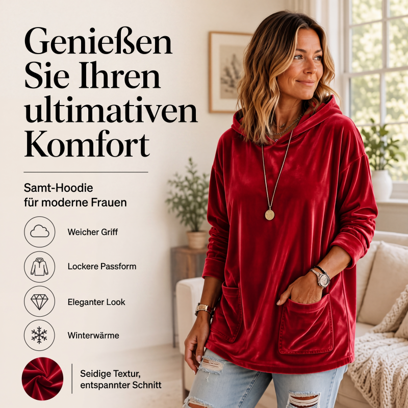 Samt-Kapuzenpullover für Damen