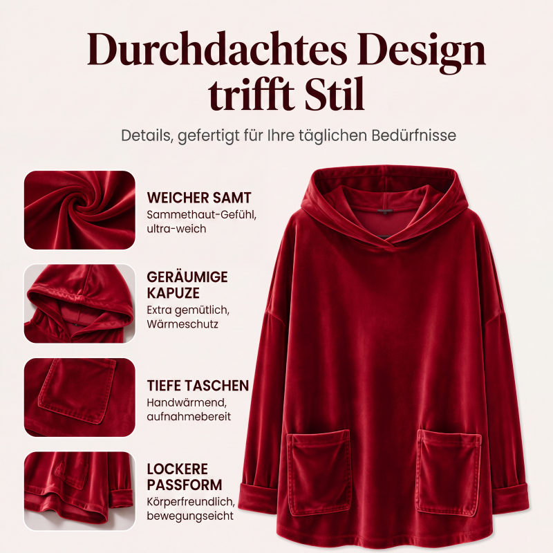 Samt-Kapuzenpullover für Damen