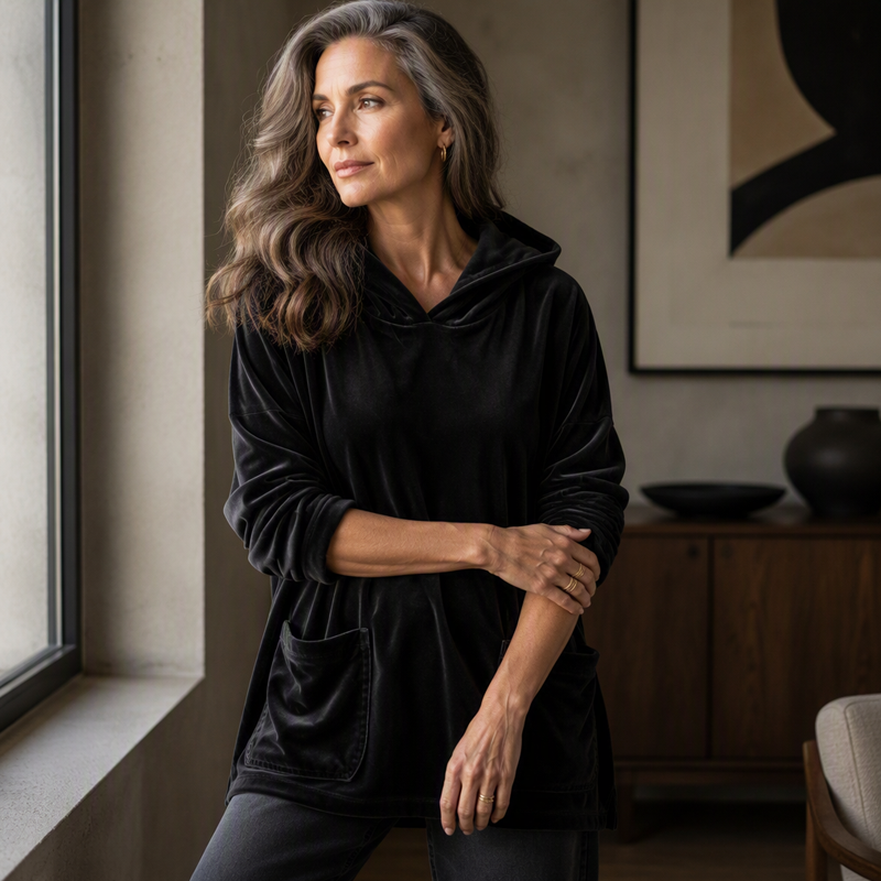 Samt-Kapuzenpullover für Damen