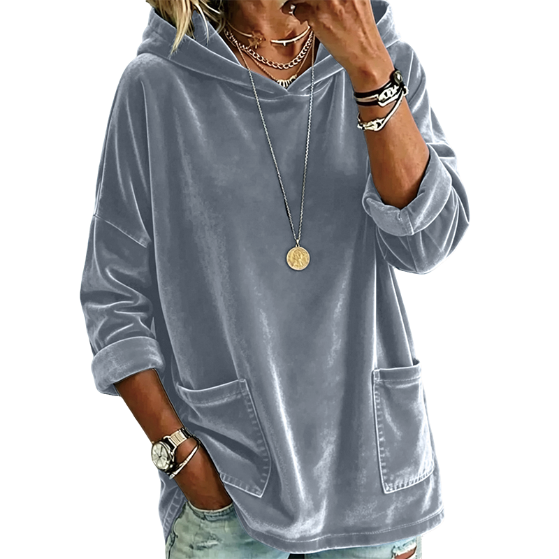 Samt-Kapuzenpullover für Damen