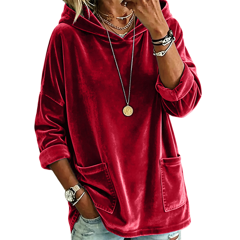 Samt-Kapuzenpullover für Damen