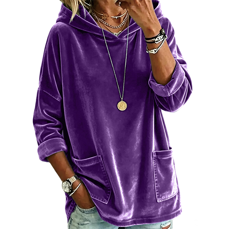Samt-Kapuzenpullover für Damen