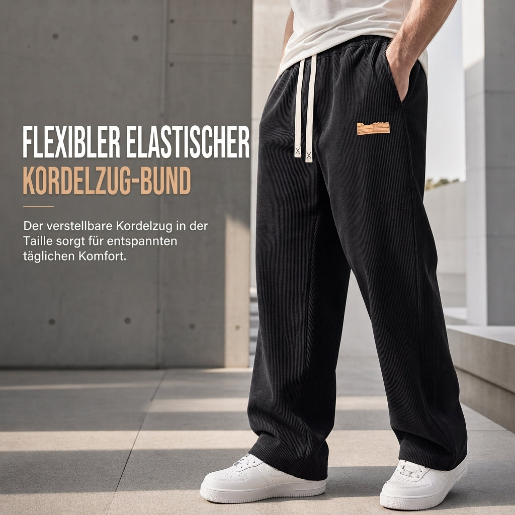 Herren leichte Cord Freizeithosen, locker sitzende gerade Beinhosen